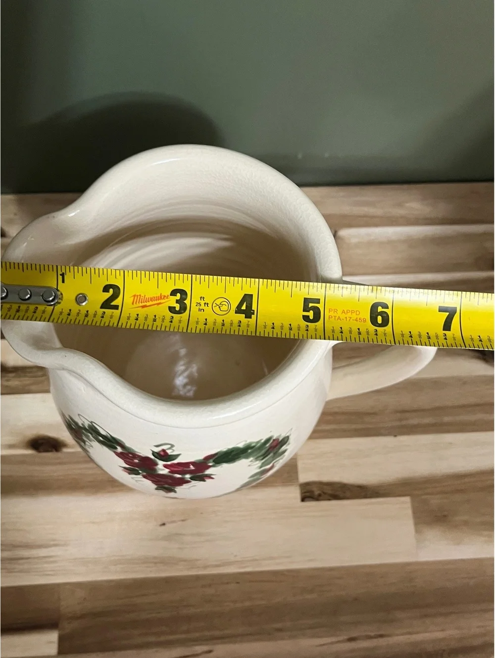 East Texas Pottery Hand-Painted Floral Heart Ceramic Pitcher, Microwave and Dish